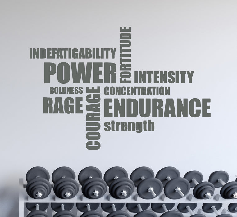 Vinyl Decal Wall Stickers Sport Motivation Words Power Endurance Rage Strenght (z1674)