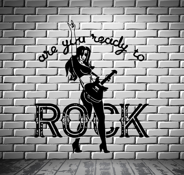 Music Rock Quote Are You Ready For Rock Art For Living Room Wall Decal Unique Gift (z2621)