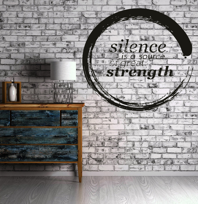Buddha Enso Silence is A Source of Great Strength Quotes Vinyl Decal Unique Gift (z2912)