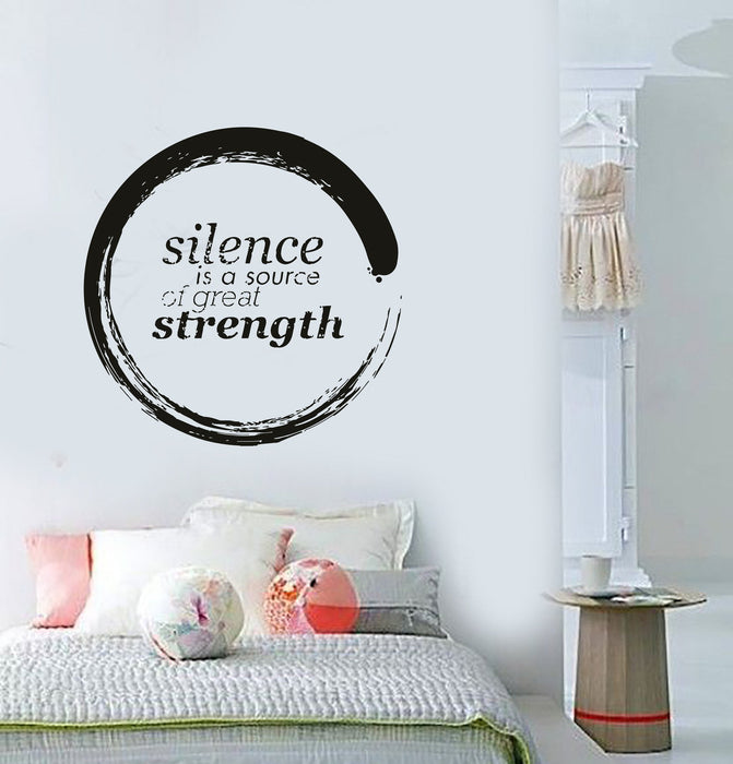 Buddha Enso Silence is A Source of Great Strength Quotes Vinyl Decal Unique Gift (z2912)
