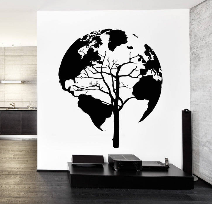 Wall Decal World Map Tree Cool Abstract Vinyl Sticker Unique Gift (z3248)