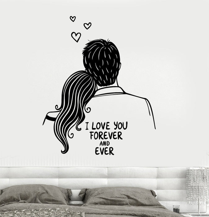 Wall Vinyl Decal I Love You Forever And Ever Romantic Boy And Girl Unique Gift z3786