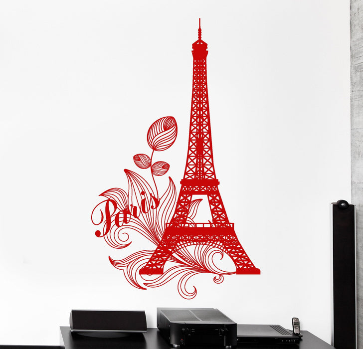 Wall Vinyl Decal Eiffel Tower Decal Paris France Decor Unique Gift z3829