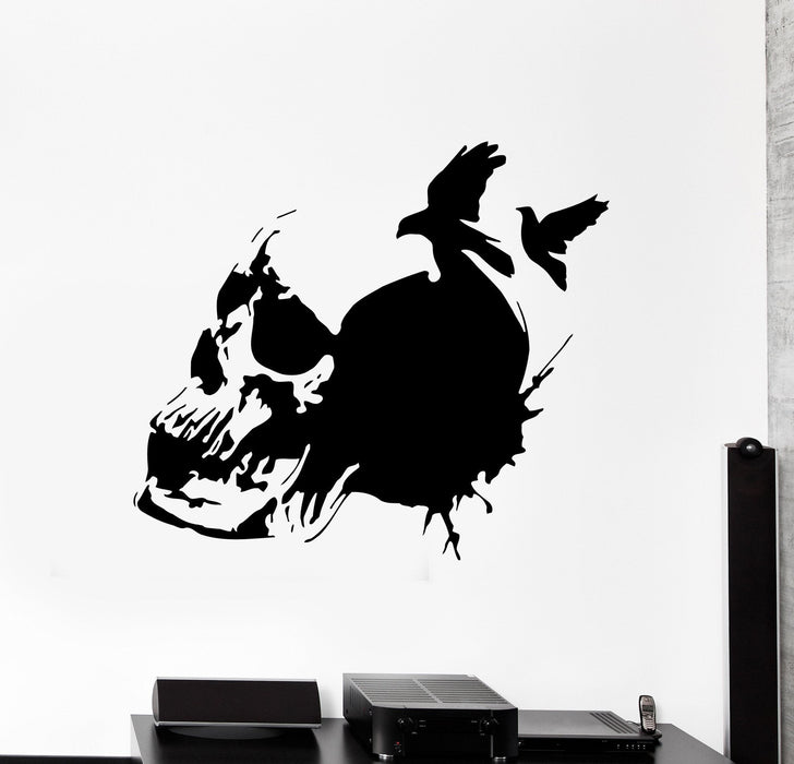 Wall Decal Skull Skeleton Raven Scary Ghotic Decor Unique Gift z3973