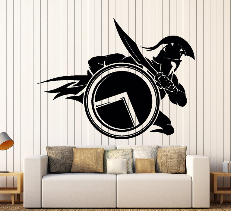 Wall Vinyl Decal Spartan Warrior With Shield And Sword Sparta Home Interior Unique Gift z4060