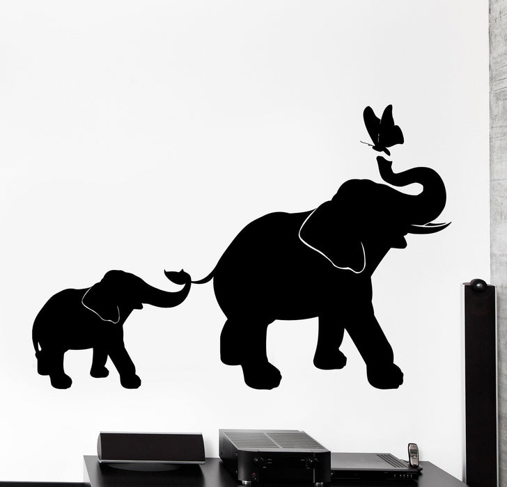 Wall Vinyl Decal Elephant Family Kids Children Butterfly Nursery Home Decor Unique Gift z4062