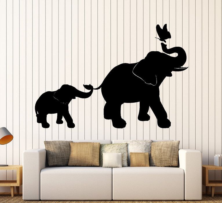 Wall Vinyl Decal Elephant Family Kids Children Butterfly Nursery Home Decor Unique Gift z4062
