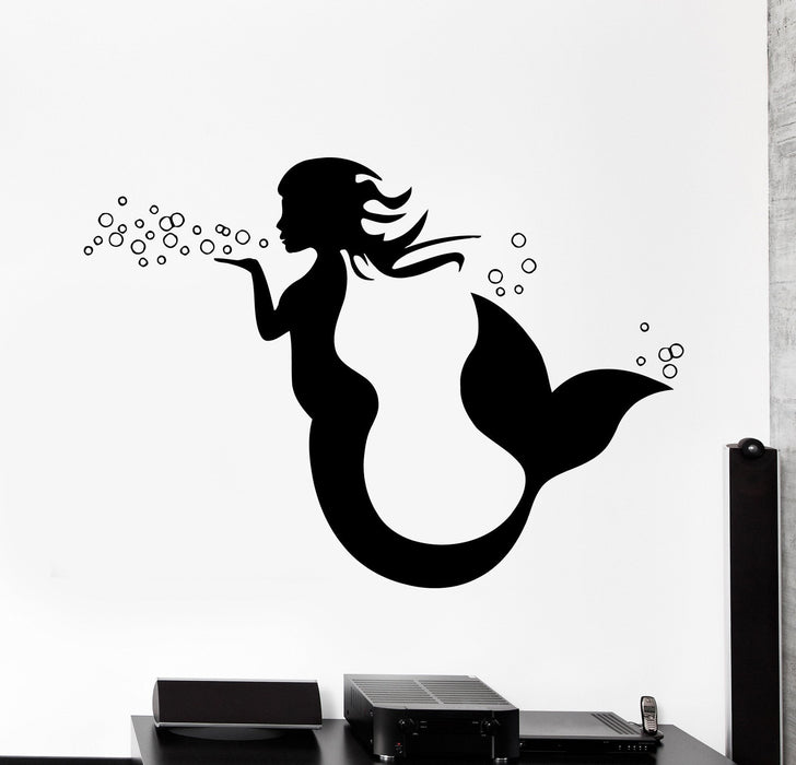 Wall Vinyl Decal Mermaid Romantic Girly Romantic Ocean Marine Home Decor Unique Gift z4163
