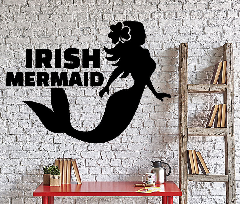 Wall Vinyl Decal Funny Bedroom Decal Irish Mermaid Ireland Girl Decor Unique Gift z4335