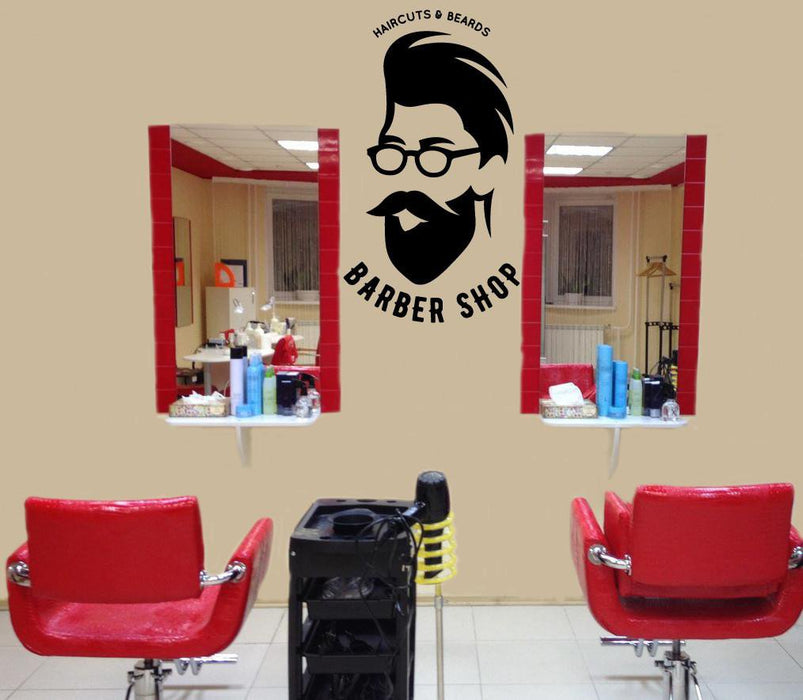 Wall Vinyl Decal Barber Shop Haircuts Beards Decor Unique Gift z4739