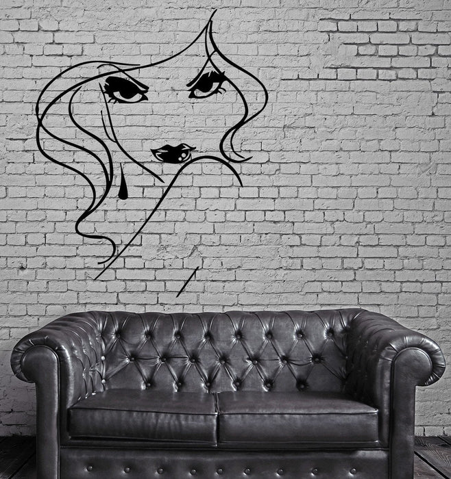 Sexy Hot Girl Woman Face Hair Spa Beauty Salon Wall Art Decor Vinyl Sticker Unique Gift z519