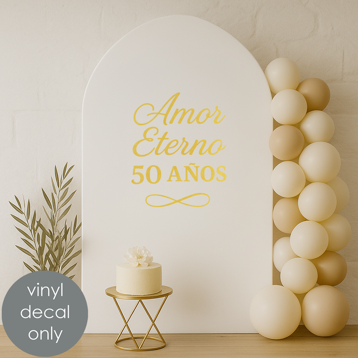 latin wedding anniversary decor Amor Eterno – 50 Años, backdrop party decal