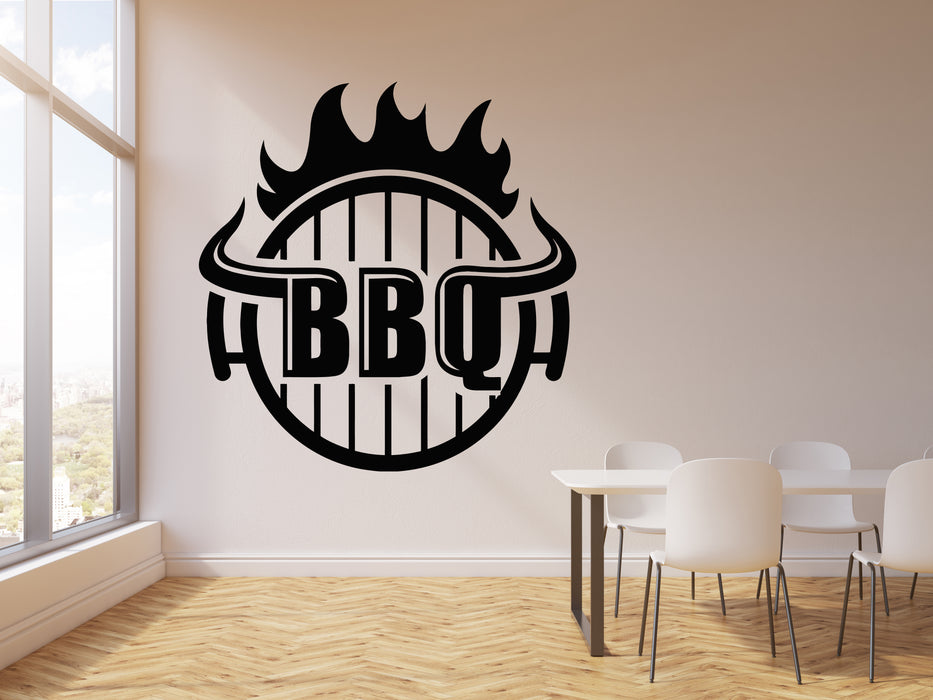 Vinyl Wall Decal BBQ Hot Grill Logo Good Beef Burger Steak Kitchen Stickers Mural (g8730)