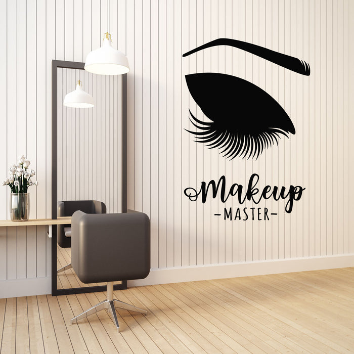 Vinyl Wall Decal Beauty Salon Makeup Master Eyelashes Fashion Stickers Mural (g8517)