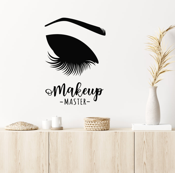 Vinyl Wall Decal Beauty Salon Makeup Master Eyelashes Fashion Stickers Mural (g8517)