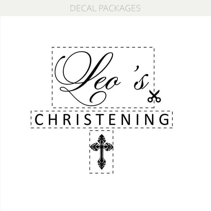 Custom Christening Vinyl Decal – Personalized Name & Cross Backdrop Decoration for Baptism w122