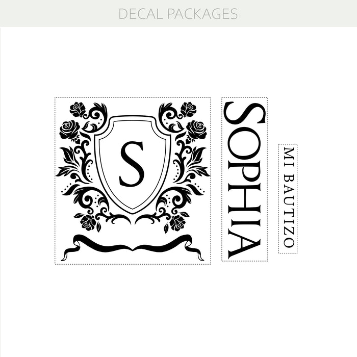 Mi Bautizo” Custom Vinyl Decal – Personalized Name & Crest for Baptism Backdrop Decoration w141