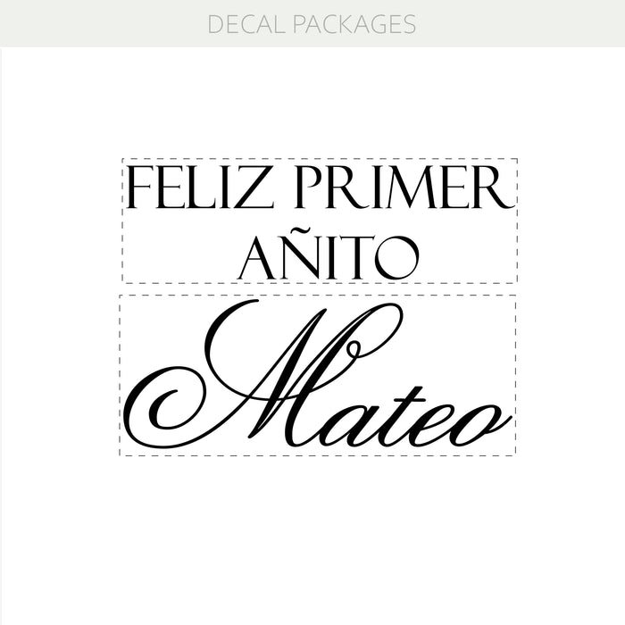 Custom “Feliz Primer Añito” Vinyl Decal – Personalized Spanish First Birthday Party Decoration w115