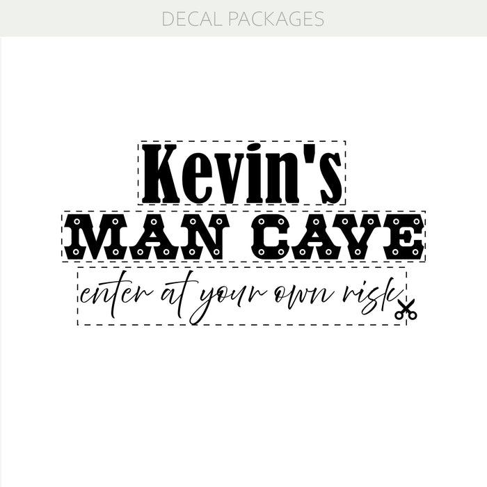 Autocollant mural en vinyle personnalisé avec chaîne de nom pour homme des cavernes – Décoration personnalisée en métal et de style industriel w034