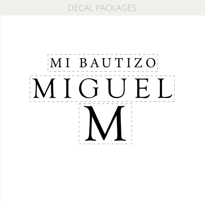 “Mi Bautizo” Minimalist Vinyl Decal – Custom Name & Initial for Baptism Backdrop w149