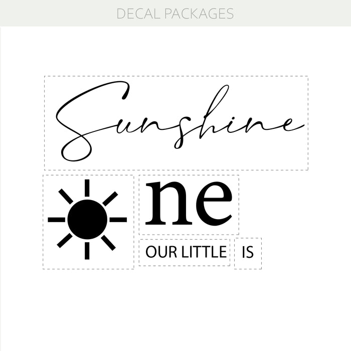“Our Little Sunshine is One” Vinyl Decal – Custom First Birthday Backdrop Decoration w137