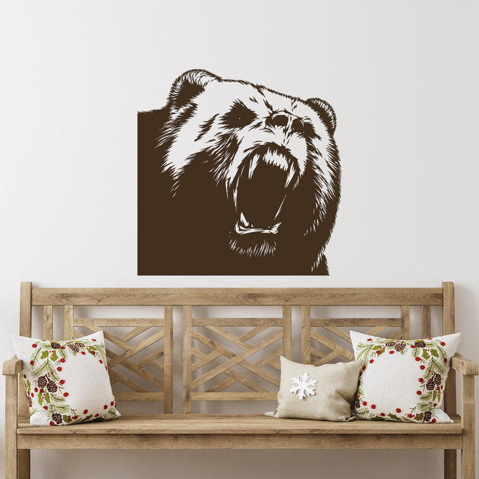 Vinyl Wall Decal Grizzly Bear Predator Animal Nature Stickers Unique Gift (882ig)