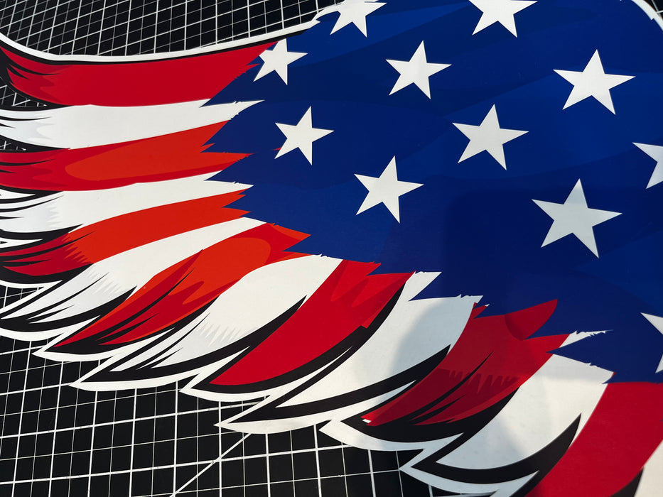 America’s Bird – the Bald Eagle American Flag styled with American Flag Wings 4th of July Independence Day decor Peel and Stick Patriotic Cool Interior Exterior Mural for Walls or Cars mc001