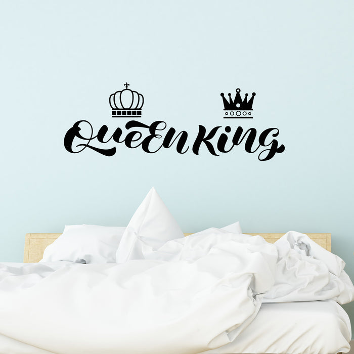 Vinyl Wall Decal Lettering Queen King Royal Crown Bedroom Decor Stickers Mural (L113)