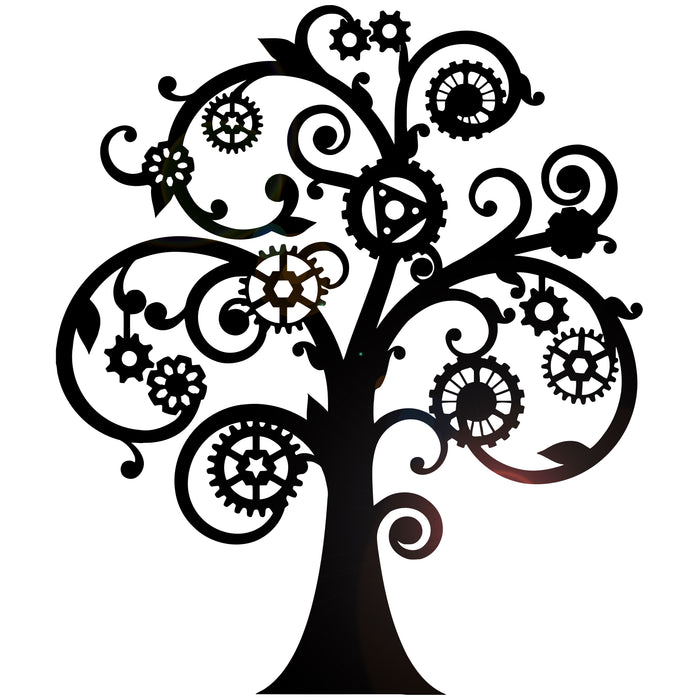 Vinyl Wall Decal Mechanical Tree Steampunk Gears Stickers Unique Gift (ig4187)