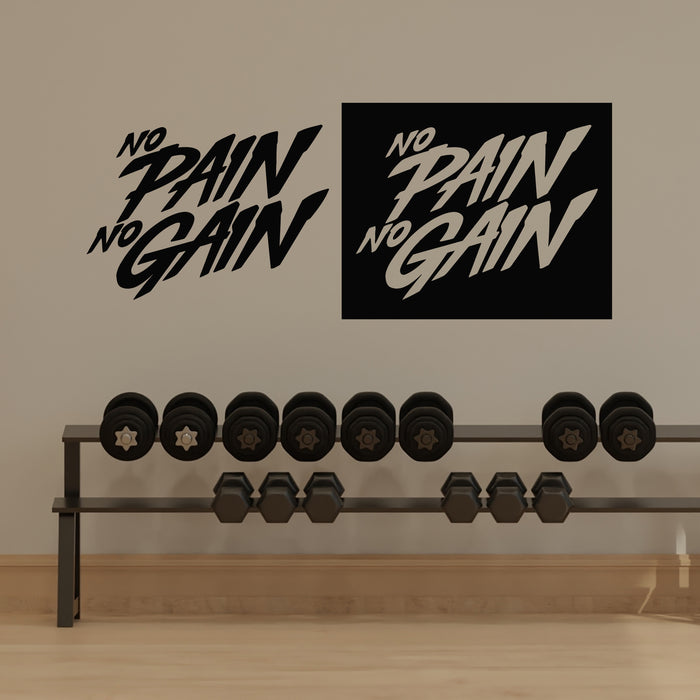 Vinyl Wall Decal No Pain No Gain Motivational Quote Words Stickers Mural (g9899)