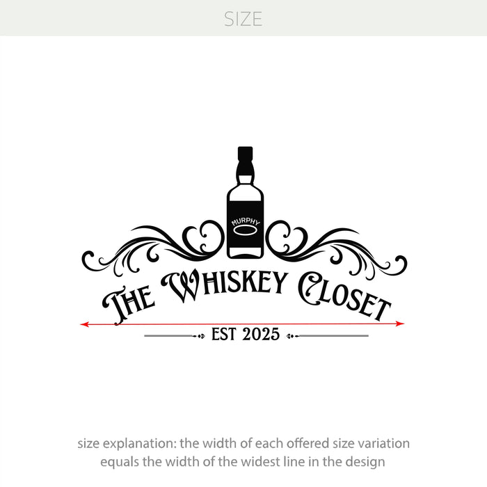 Custom Bar Vinyl Decal – Personalized Whiskey, Wine or Cocktail Bar Sticker for Home or Events w138