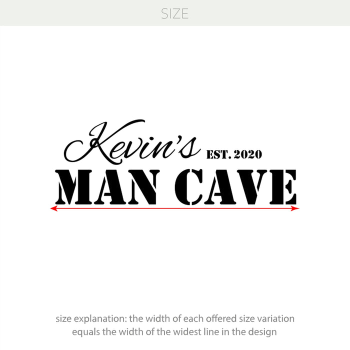 Autocollant mural personnalisé en vinyle avec nom et prénom - Man Cave - Pour garage, bar et salle de jeux w043