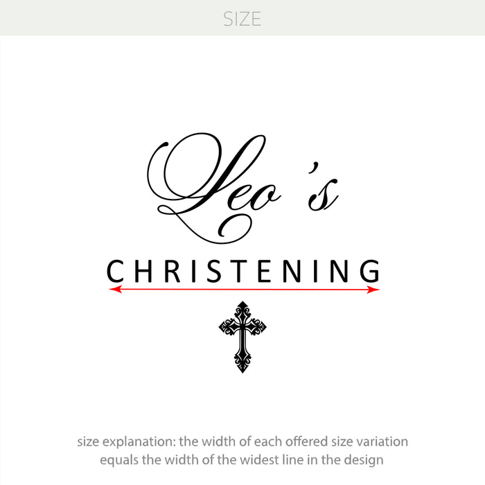 Custom Christening Vinyl Decal – Personalized Name & Cross Backdrop Decoration for Baptism w122