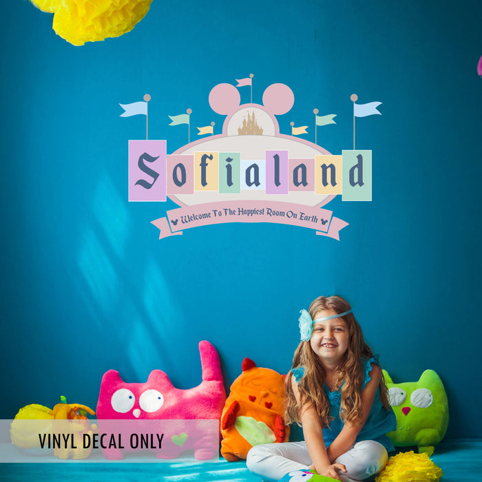 Personalized Disney inspired vinyl decal for birthday party backdrop