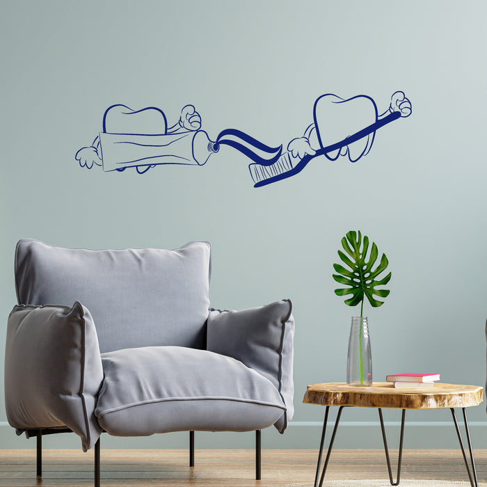 Vinyl Wall Decal Teeth Toothpaste Dentist Dentistry Bathroom Stickers Unique Gift (ig4747)