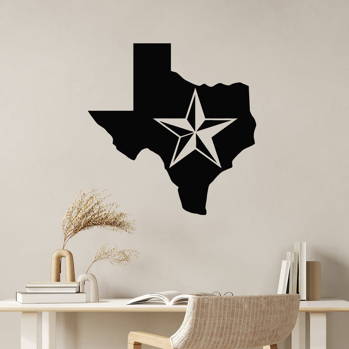 Vinyl Wall Decal Texas Map Star The Lone Star US State Decor Stickers Mural (g9303)