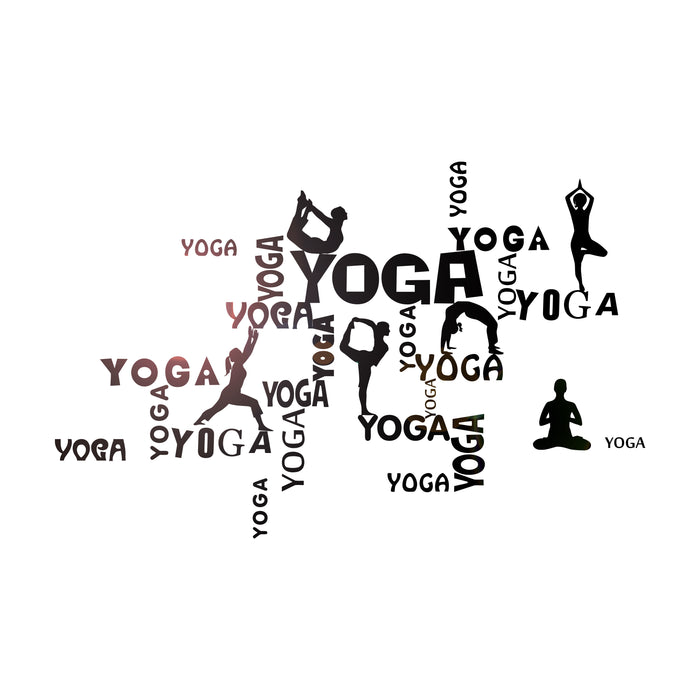 Yoga Word Cloud Wall Vinyl Decal Yoga Studio Decor Girl Healthy Lifestyle Meditation Stretching (4498ig)