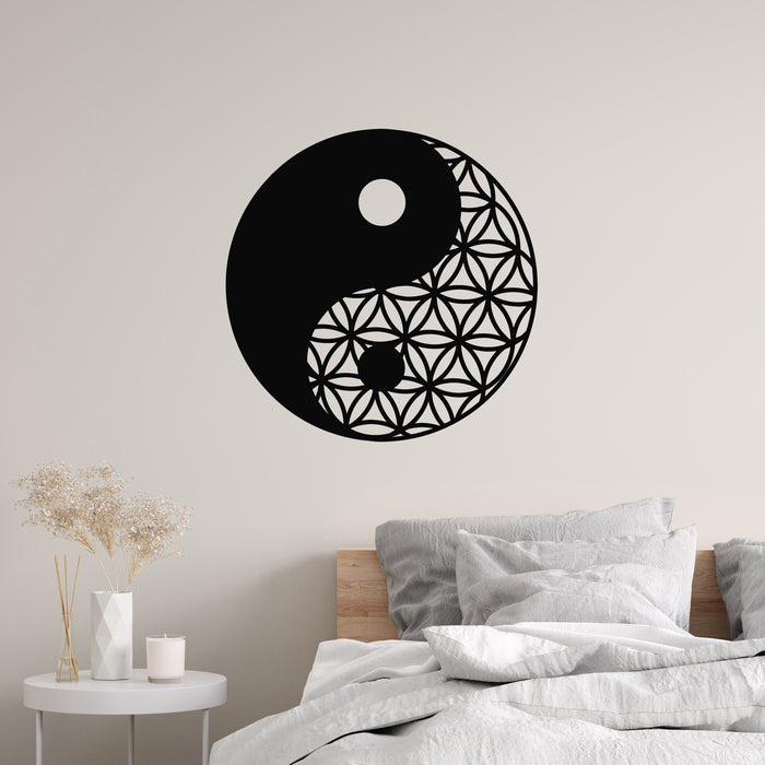 Vinyl Wall Decal Circles Yin Yang Decorative Symbol Balance Om Sign Stickers Mural (g9117)