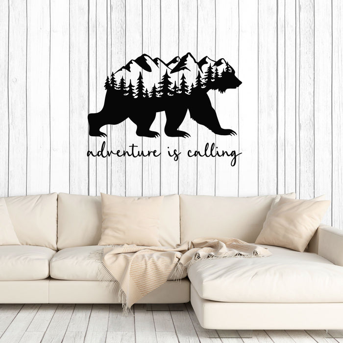 Autocollant mural en vinyle avec phrase Adventure Is Calling Bear Silhouette Stickers muraux (g8553)
