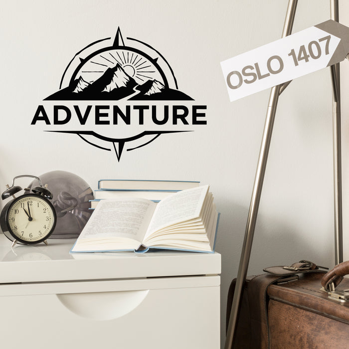 Vinyl Wall Decal Mountains Landscape Sunset Adventure Tourism Stickers Mural (g8874)