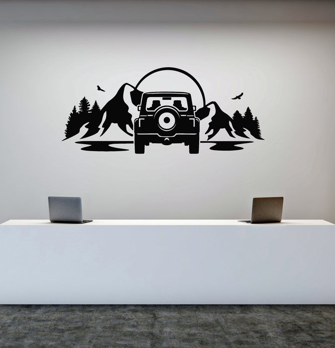 Виниловые наклейки на стену Внедорожник на открытом воздухе Джип Приключения Дикая природа Наклейки Фреска (g8677)