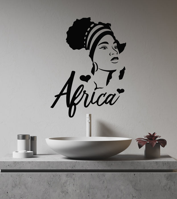 Vinyl Wall Decal African Woman Beauty Hair Salon Africa Love Stickers Mural (g8741)