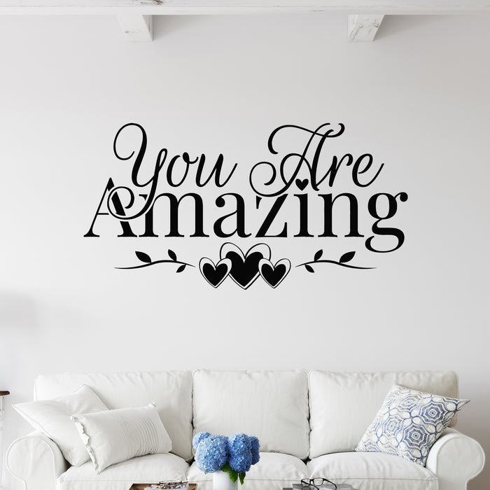 Vinyl Wall Decal You Are Amazing Lettering Inspire Phrase Stickers Mural (g9515)