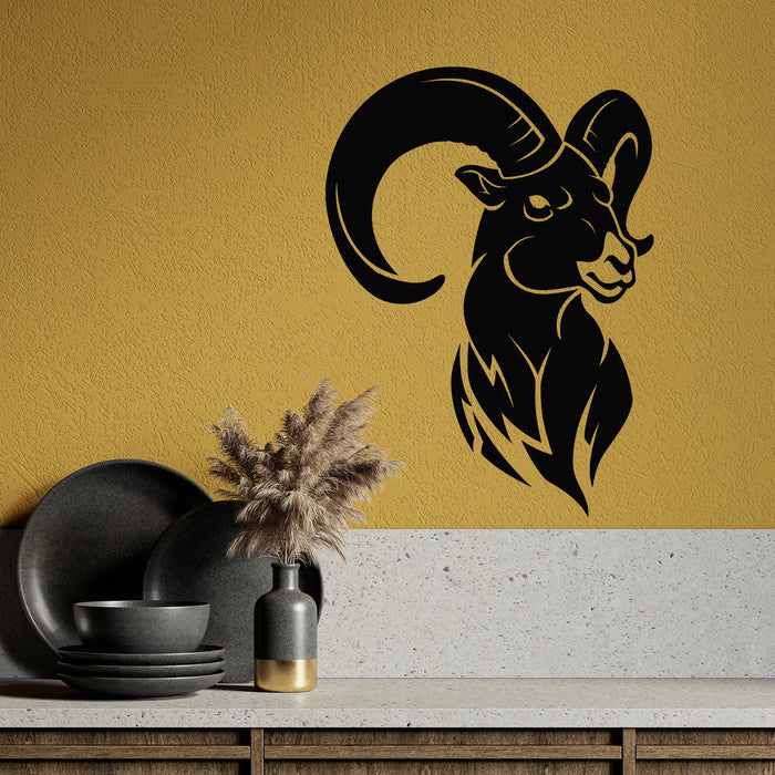 Vinyl Wall Decal Ram Silhouette Zodiac Signs Of Aries Decor Stickers Mural (g9426)