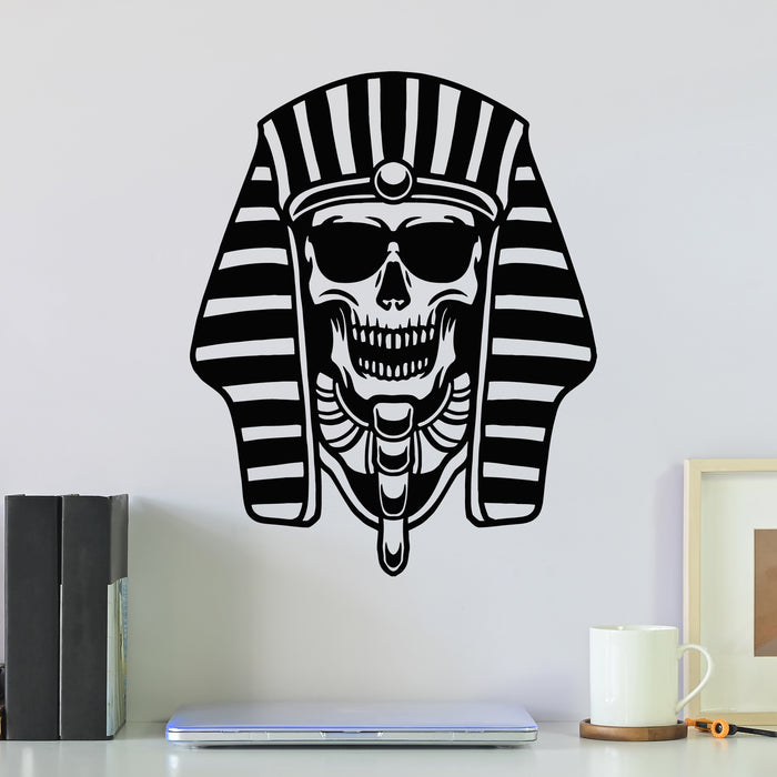 Vinyl Wall Decal Egyptian Pharaoh King With Sunglasses Skull Stickers Mural (g9837)
