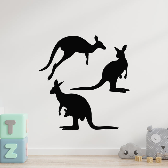 Vinyl Wall Decal Silhouette Kangaroo Australia Animals Zoo Decor Stickers Mural (g8901)