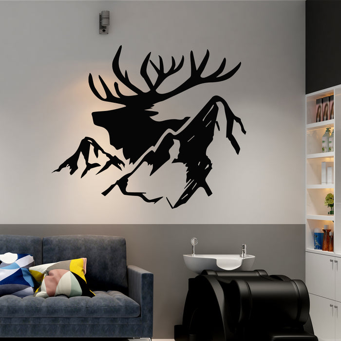 Vinyl Wall Decal Outdoor Elk Landscape Mountains Wild Nature Stickers Mural (g8990)