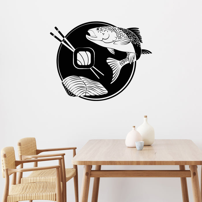 Vinyl Wall Decal Sushi Bar Fish Japanese Food Asian Restaurant Stickers Unique Gift (ig4705)