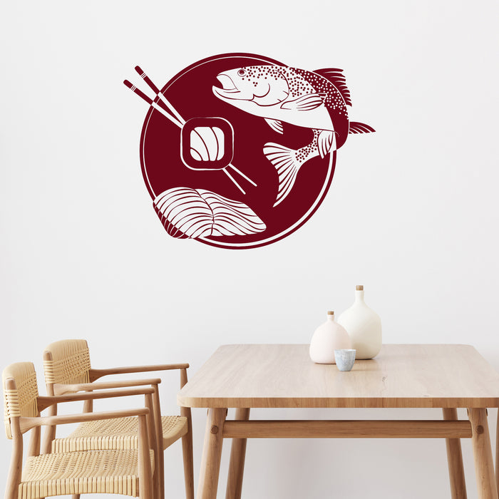 Vinyl Wall Decal Sushi Bar Fish Japanese Food Asian Restaurant Stickers Unique Gift (ig4705)