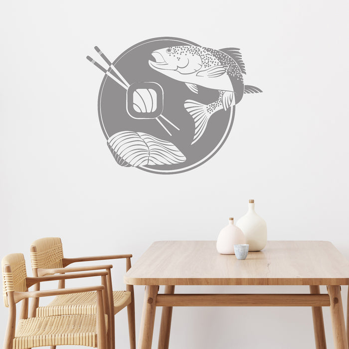 Vinyl Wall Decal Sushi Bar Fish Japanese Food Asian Restaurant Stickers Unique Gift (ig4705)